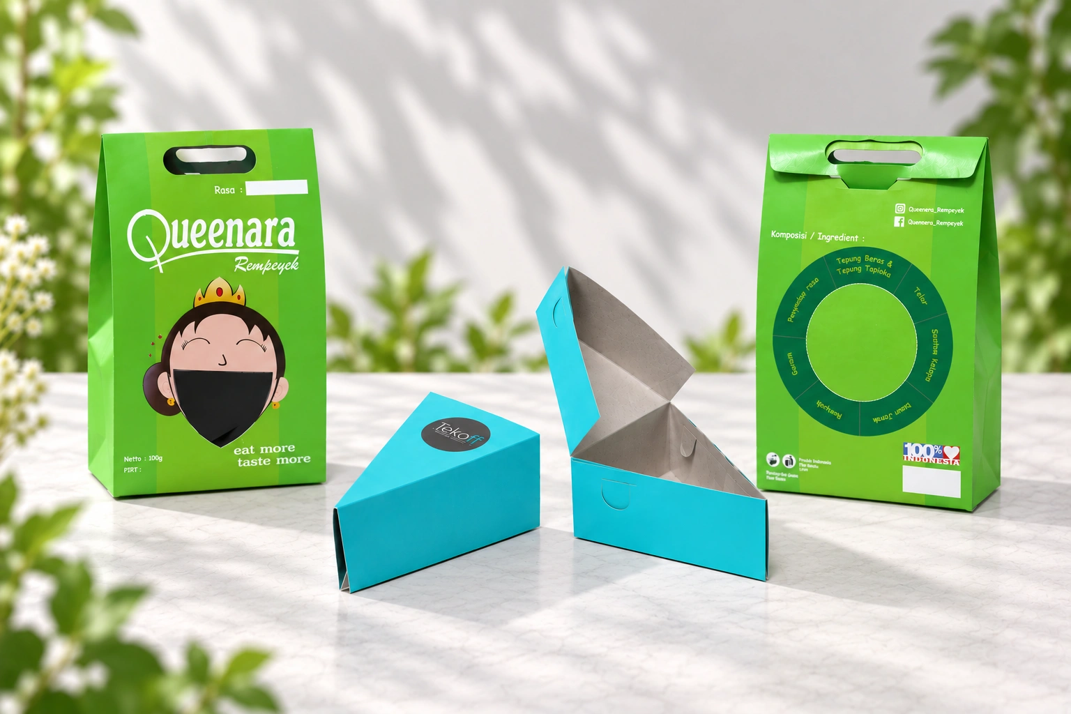 Contoh paper bag handle pond dan box custom untuk kemasan produk
